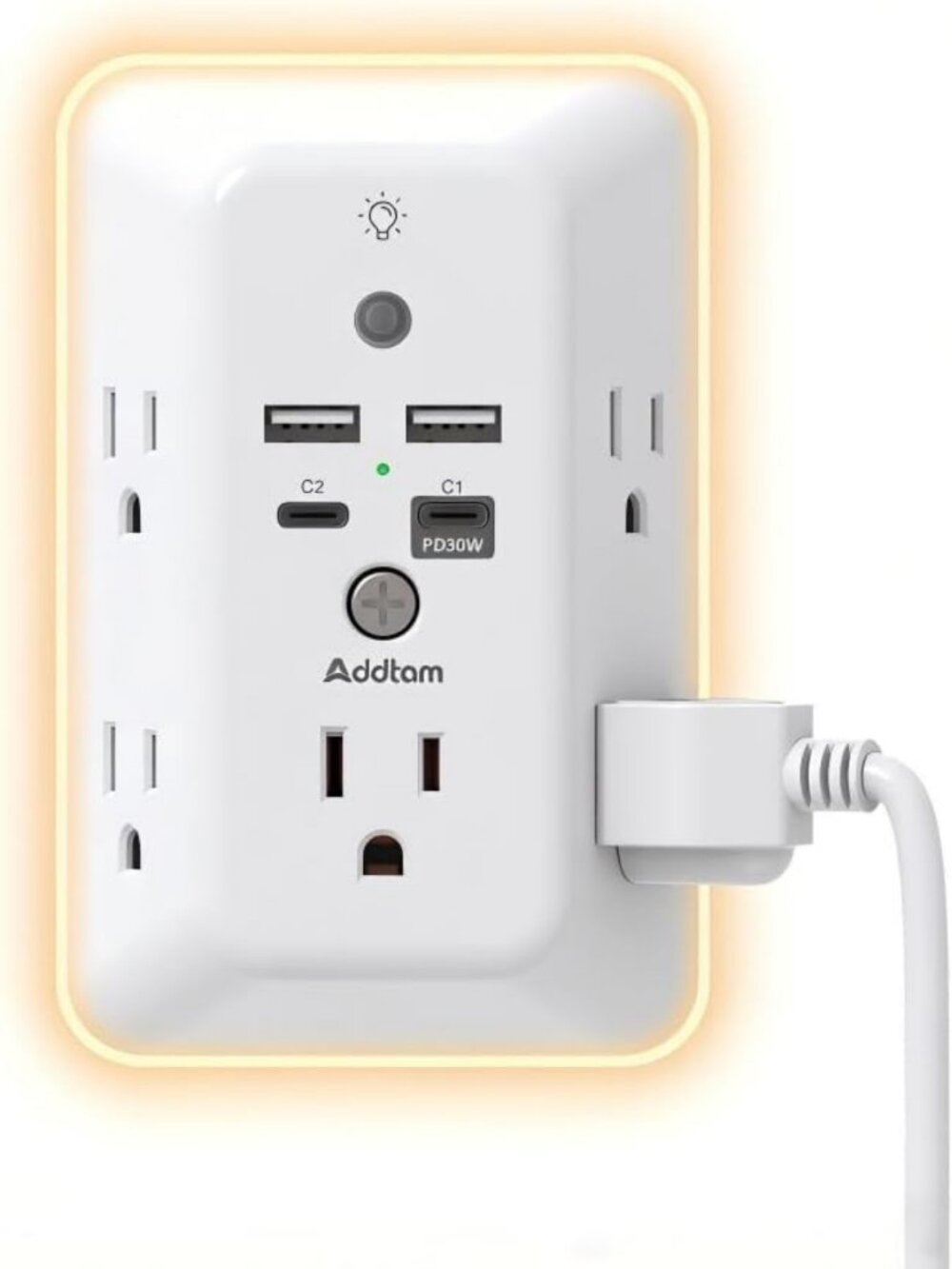 Surge Protector Outlet Extender with Night Light, 5-Outlet Splitter & 4 USB